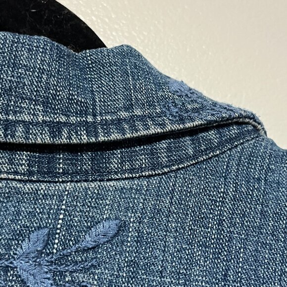 Dressbarn Womens Embroidered Denim Long Jacket 18/20W Artsy Bohemian Indie Folk - Picture 7 of 9